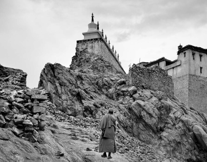 Monk on the way to the monastery Ladakh India