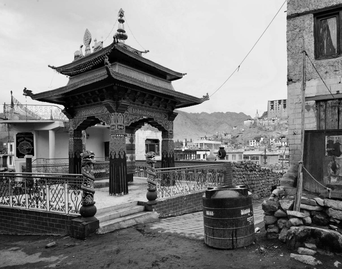 Prayer drum and water tank in Leh Ladakh India
