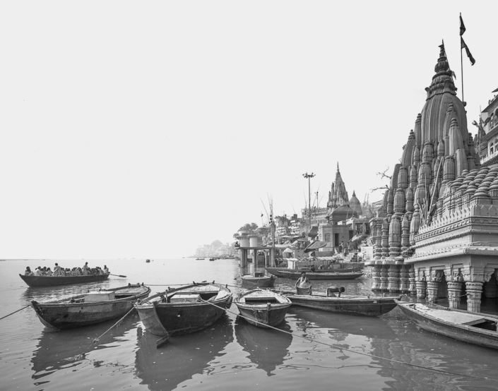 Sunken Temple and Boats Varanasi India